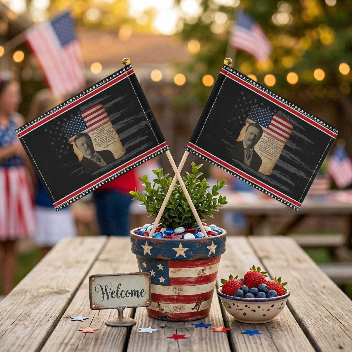 Theodore Roosevelt Quote Patriotic Handheld Flag American President History