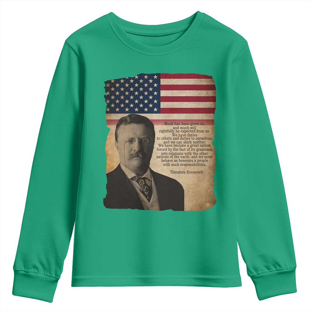 Theodore Roosevelt Quote Youth Sweatshirt American President History