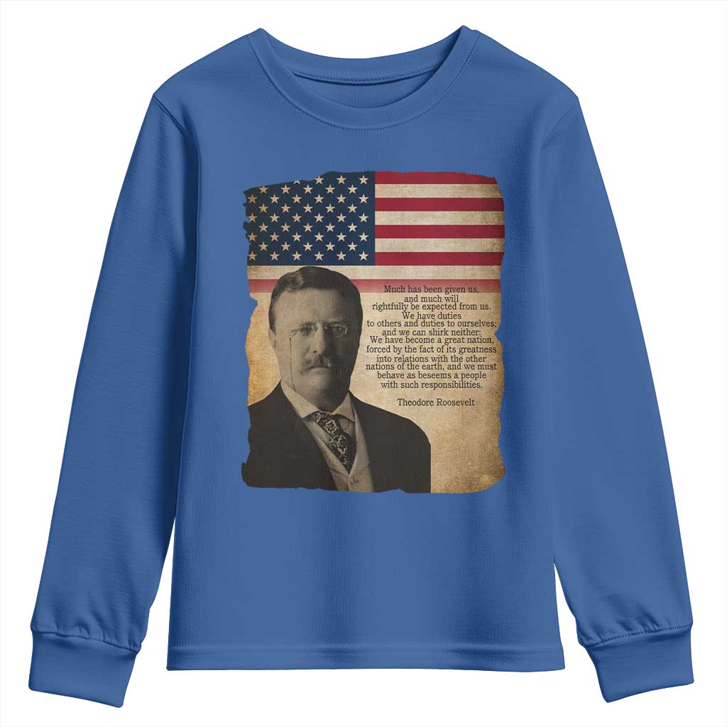 Theodore Roosevelt Quote Youth Sweatshirt American President History