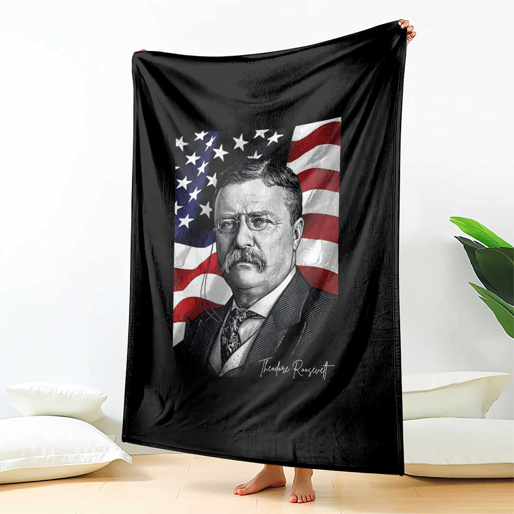 Theodore Roosevelt Patriotic American Flag President Throw Blanket