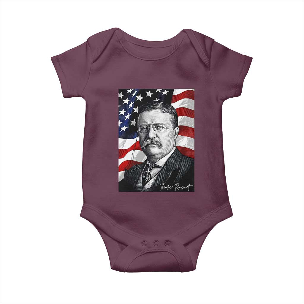 Theodore Roosevelt Patriotic American Flag President Baby Onesie