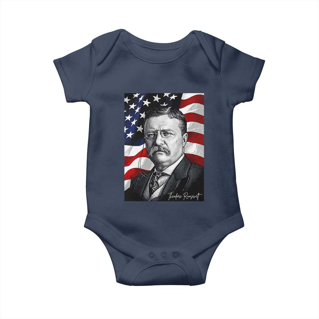 Theodore Roosevelt Patriotic American Flag President Baby Onesie
