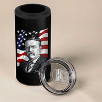 Theodore Roosevelt Patriotic American Flag President 4 in 1 Can Cooler Tumbler