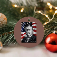 Theodore Roosevelt Patriotic American Flag President Ceramic Ornament