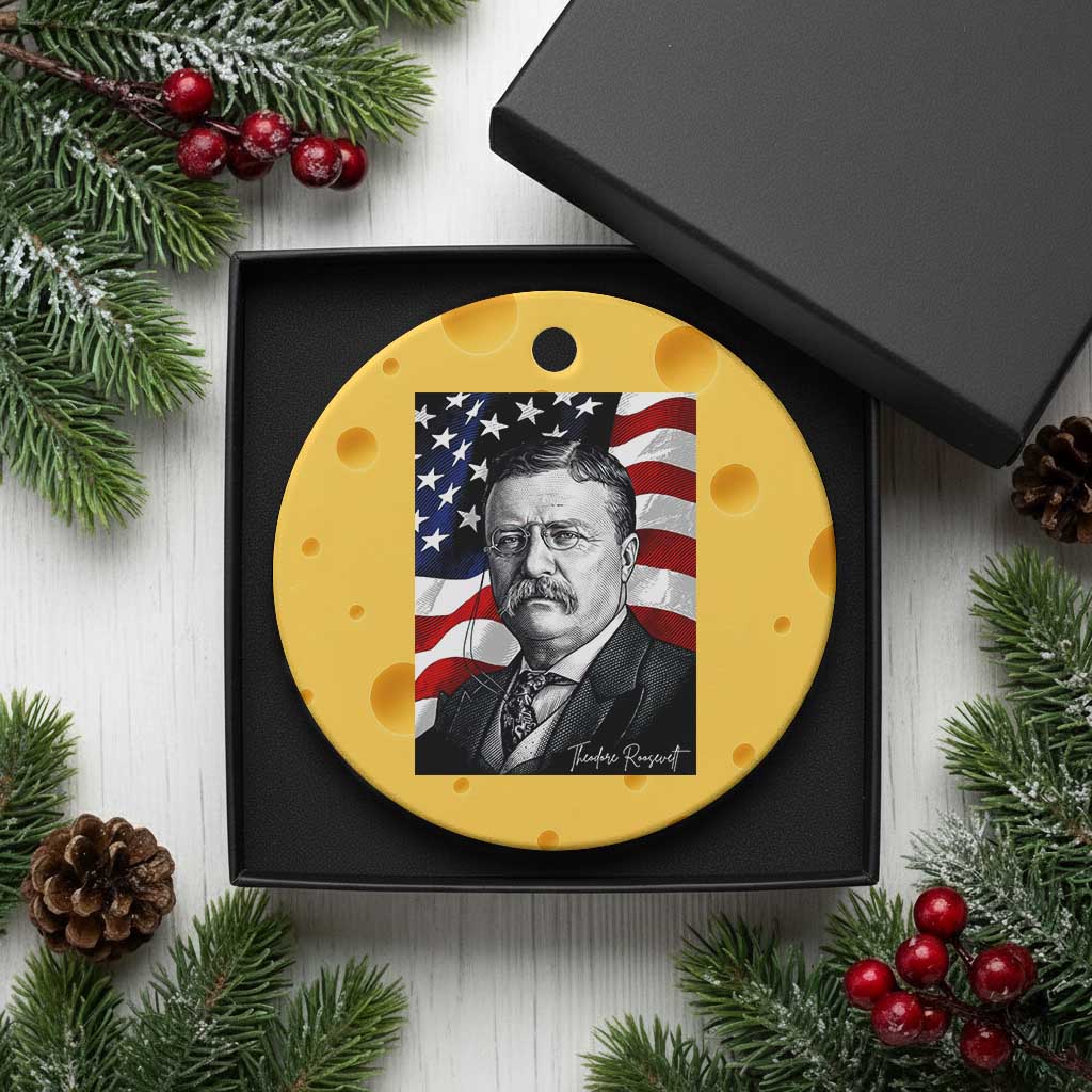 Theodore Roosevelt Patriotic American Flag President Ceramic Ornament