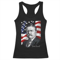 Theodore Roosevelt Patriotic American Flag President Racerback Tank Top