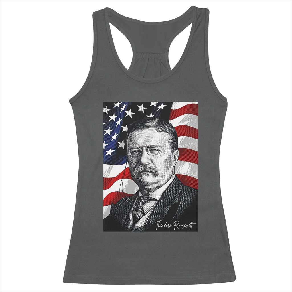 Theodore Roosevelt Patriotic American Flag President Racerback Tank Top