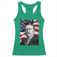 Theodore Roosevelt Patriotic American Flag President Racerback Tank Top