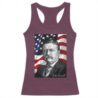 Theodore Roosevelt Patriotic American Flag President Racerback Tank Top