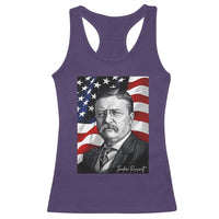 Theodore Roosevelt Patriotic American Flag President Racerback Tank Top