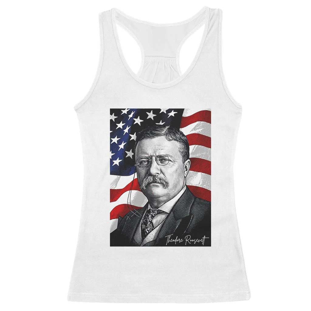 Theodore Roosevelt Patriotic American Flag President Racerback Tank Top