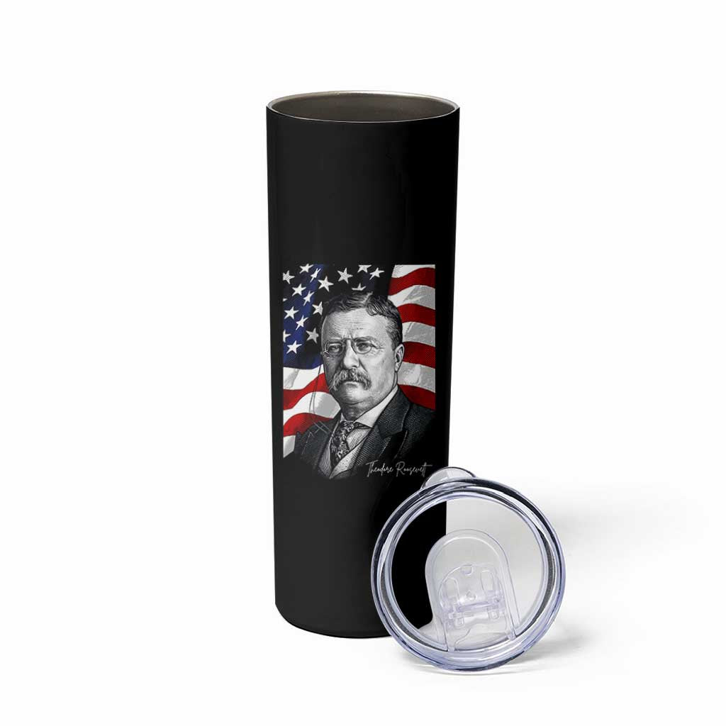 Theodore Roosevelt Patriotic American Flag President Skinny Tumbler