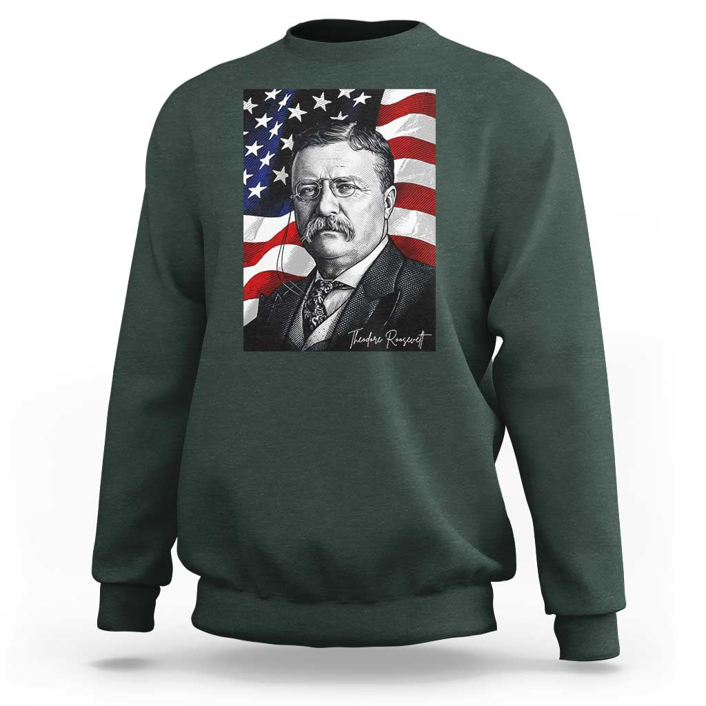 Theodore Roosevelt Patriotic American Flag President Sweatshirt
