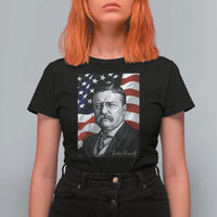 Theodore Roosevelt Patriotic American Flag President T Shirt For Women