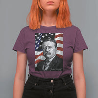 Theodore Roosevelt Patriotic American Flag President T Shirt For Women