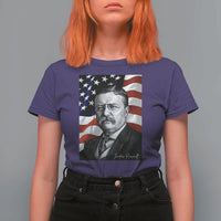 Theodore Roosevelt Patriotic American Flag President T Shirt For Women