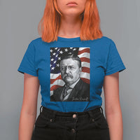Theodore Roosevelt Patriotic American Flag President T Shirt For Women
