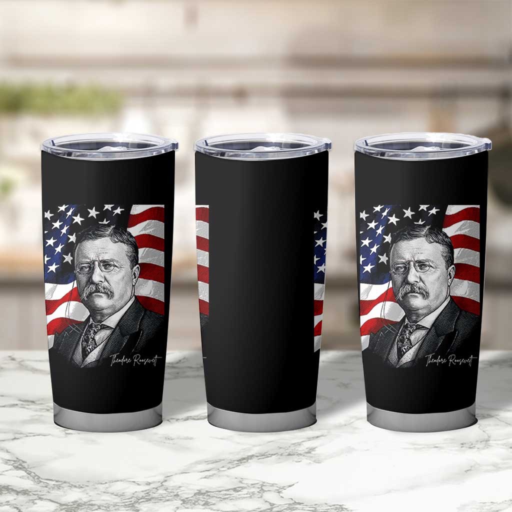 Theodore Roosevelt Patriotic American Flag President Tumbler Cup