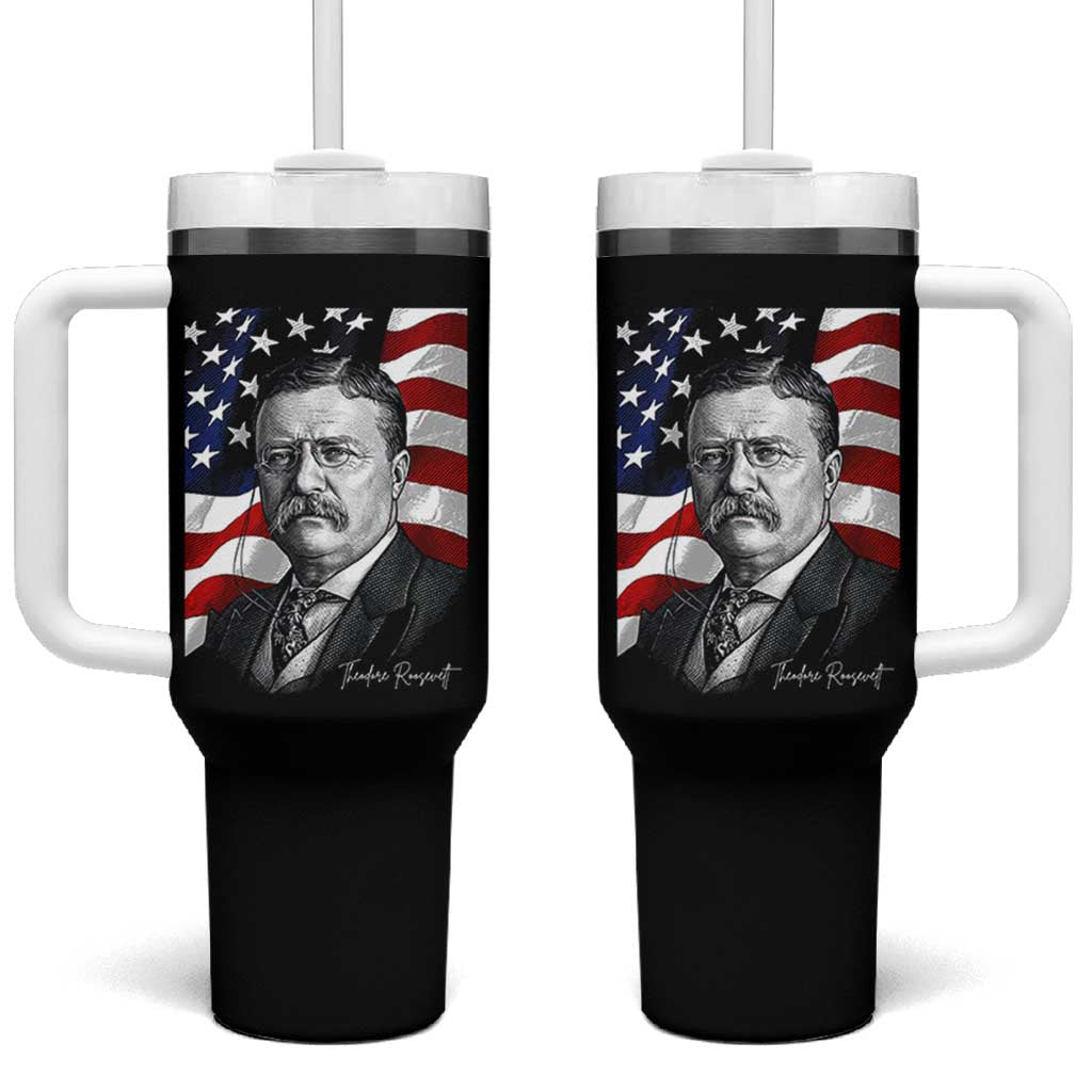Theodore Roosevelt Patriotic American Flag President Tumbler With Handle