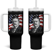 Theodore Roosevelt Patriotic American Flag President Tumbler With Handle