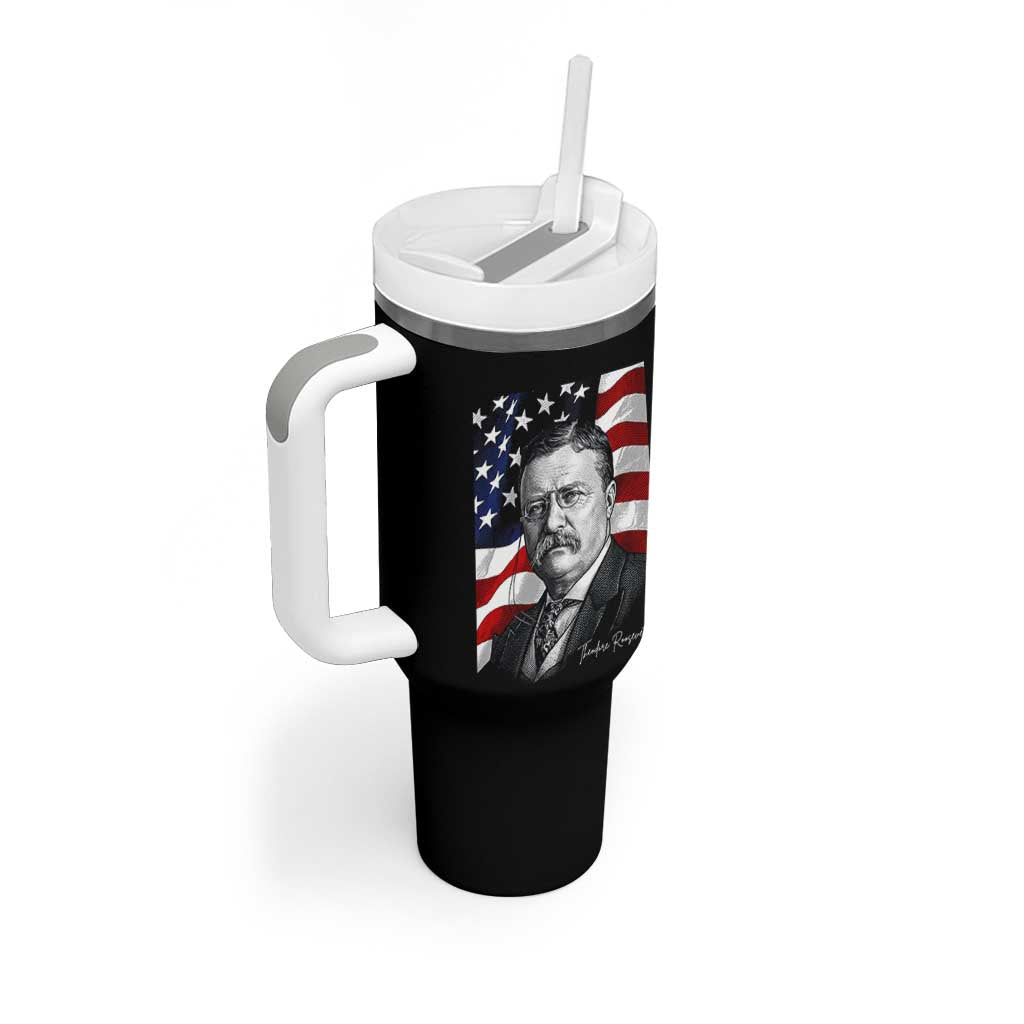 Theodore Roosevelt Patriotic American Flag President Tumbler With Handle