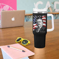 Theodore Roosevelt Patriotic American Flag President Tumbler With Handle