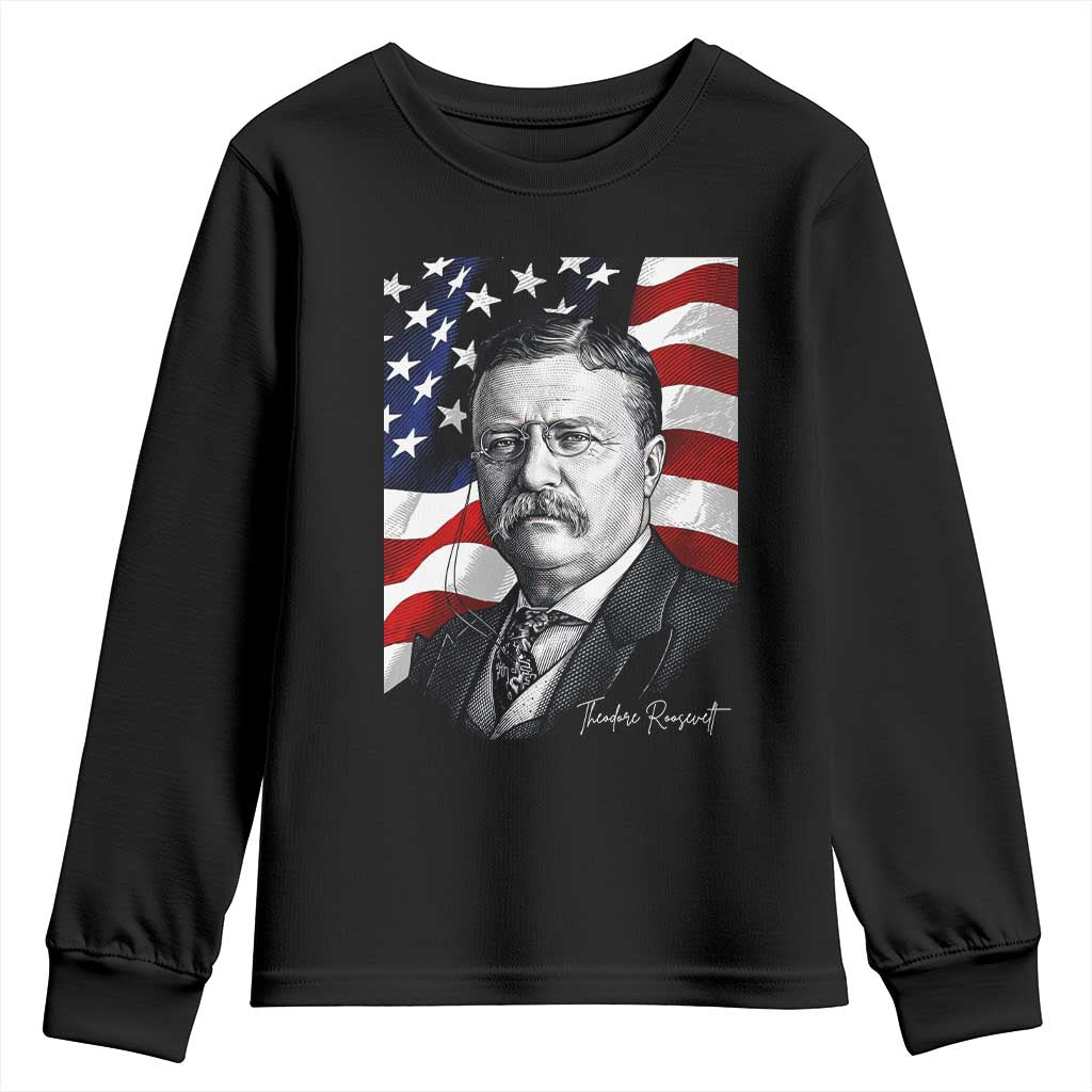 Theodore Roosevelt Patriotic American Flag President Youth Sweatshirt