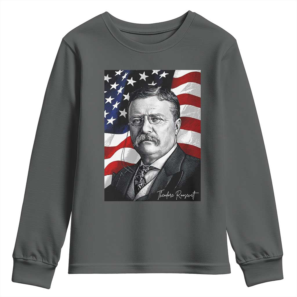 Theodore Roosevelt Patriotic American Flag President Youth Sweatshirt