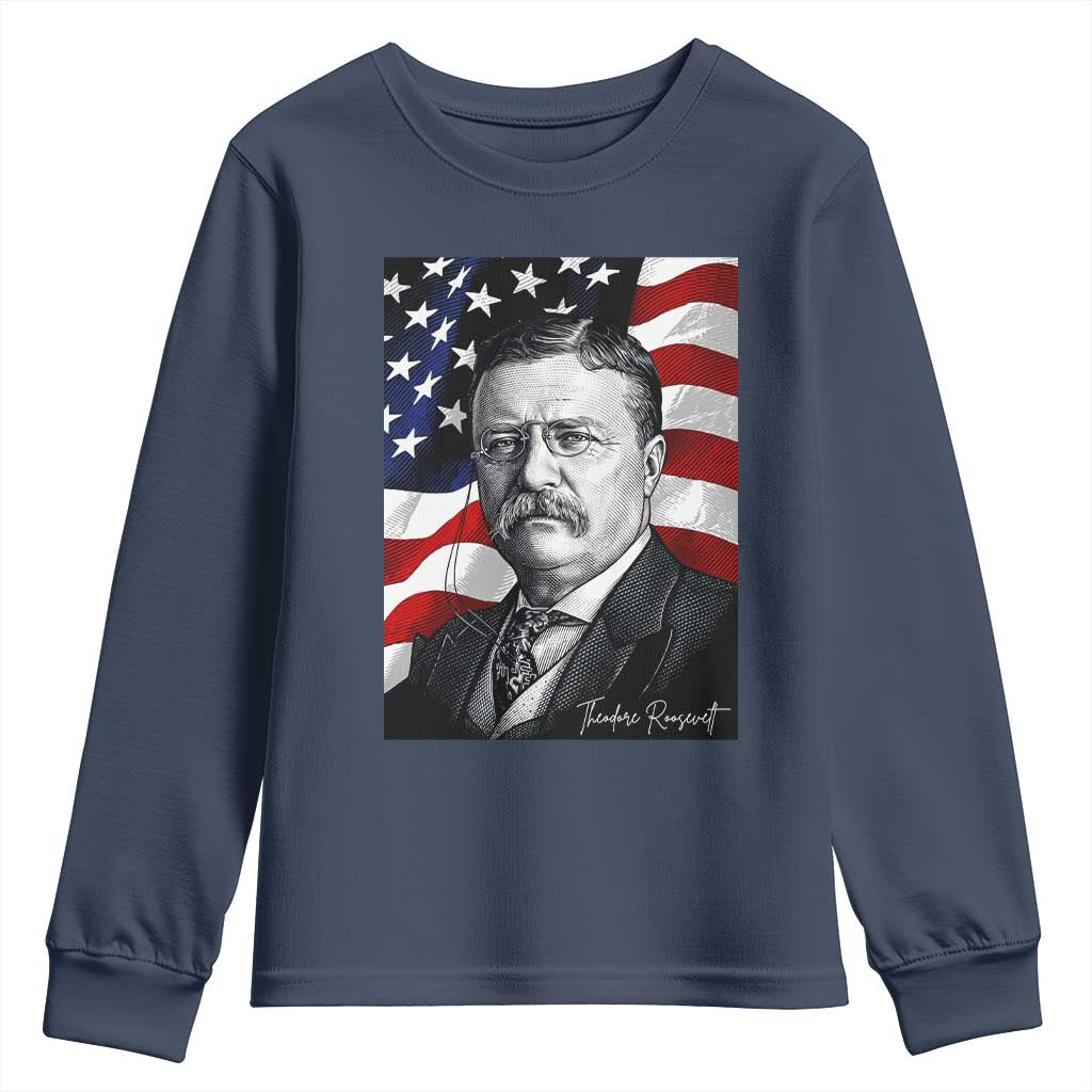 Theodore Roosevelt Patriotic American Flag President Youth Sweatshirt