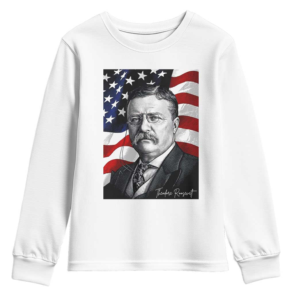 Theodore Roosevelt Patriotic American Flag President Youth Sweatshirt