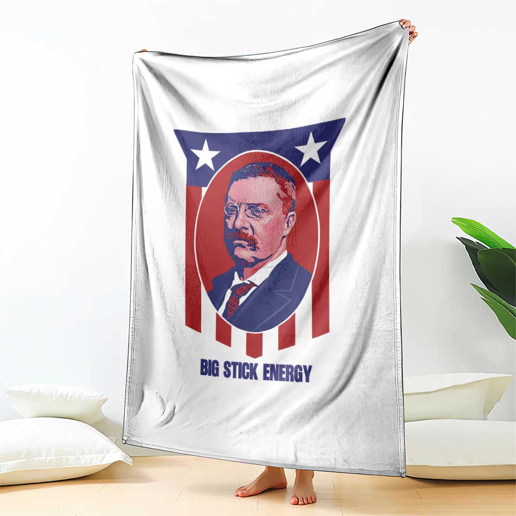 Theodore Roosevelt Patriotic American Flag Throw Blanket Big Stick Energy President