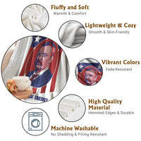 Theodore Roosevelt Patriotic American Flag Throw Blanket Big Stick Energy President