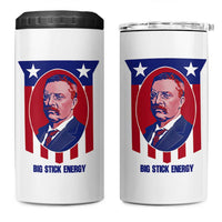 Theodore Roosevelt Patriotic American Flag 4 in 1 Can Cooler Tumbler Big Stick Energy President