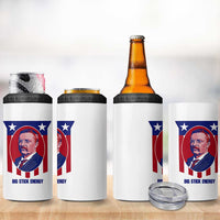 Theodore Roosevelt Patriotic American Flag 4 in 1 Can Cooler Tumbler Big Stick Energy President