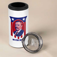 Theodore Roosevelt Patriotic American Flag 4 in 1 Can Cooler Tumbler Big Stick Energy President