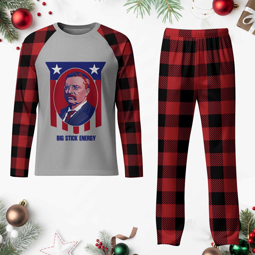 Theodore Roosevelt Patriotic American Flag Plaid Pajama Set Big Stick Energy President