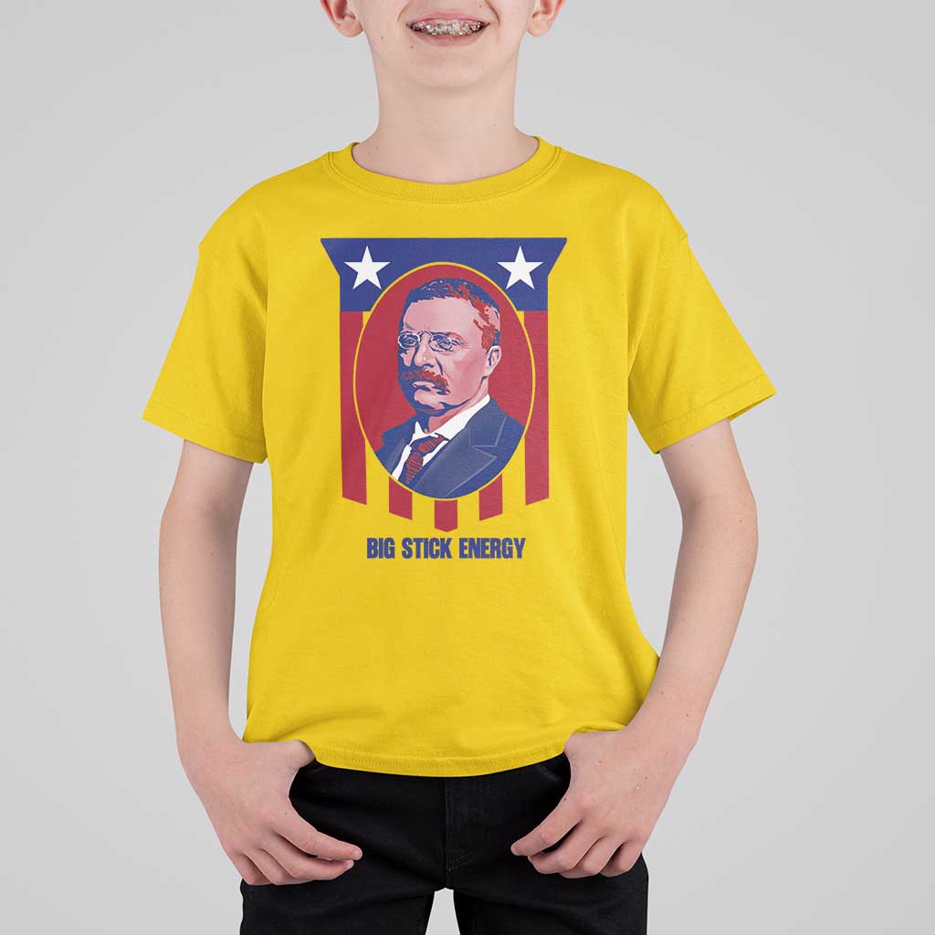 Theodore Roosevelt Patriotic American Flag T Shirt For Kid Big Stick Energy President