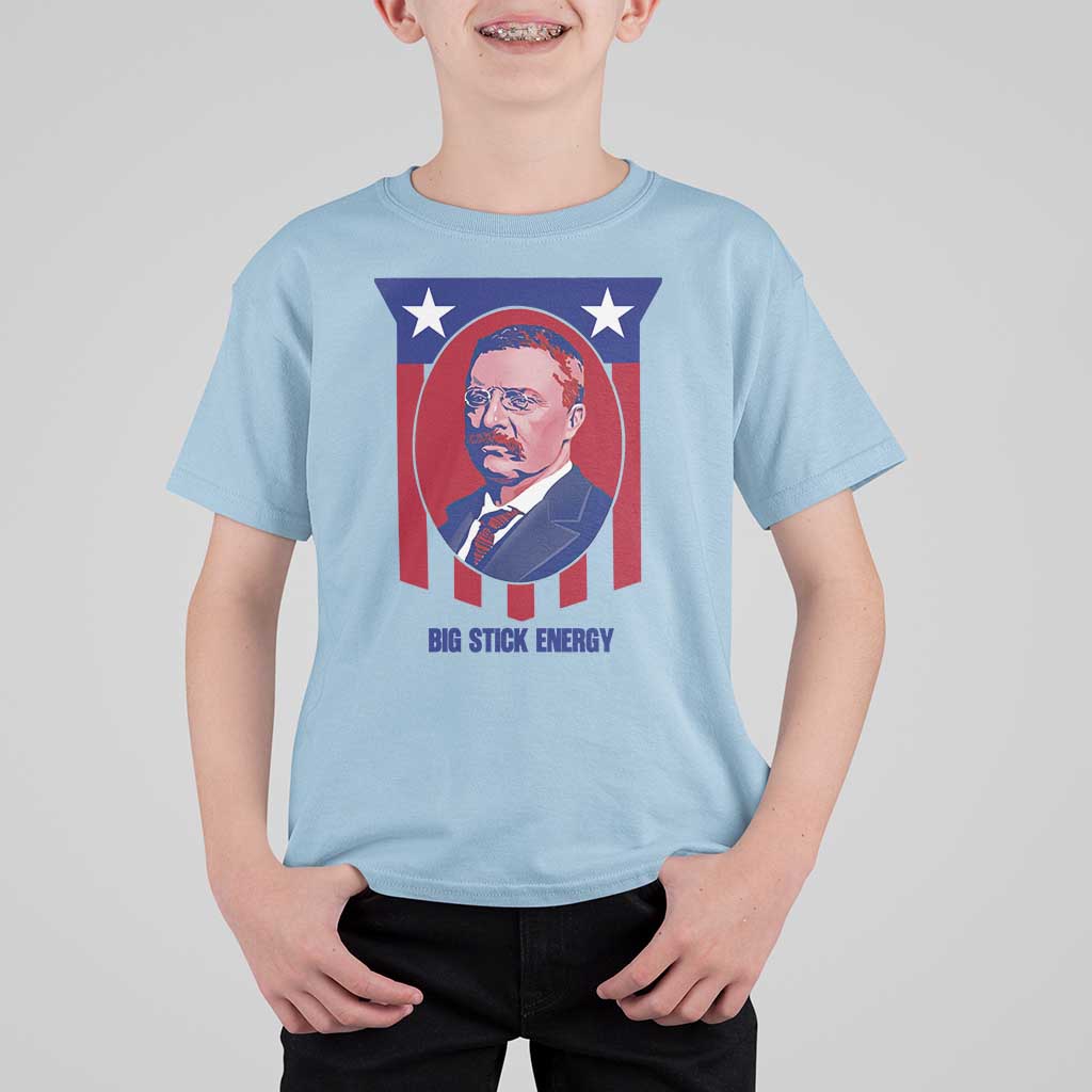Theodore Roosevelt Patriotic American Flag T Shirt For Kid Big Stick Energy President