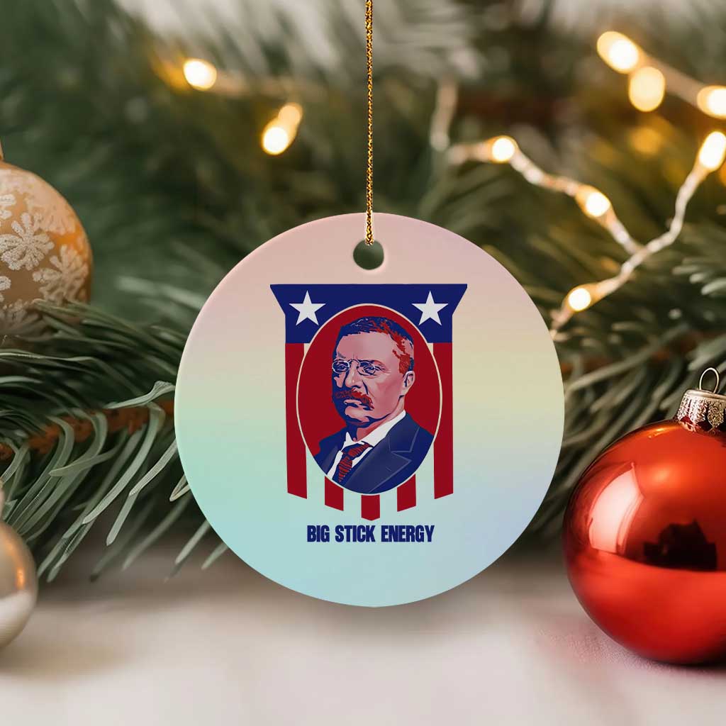 Theodore Roosevelt Patriotic American Flag Ceramic Ornament Big Stick Energy President