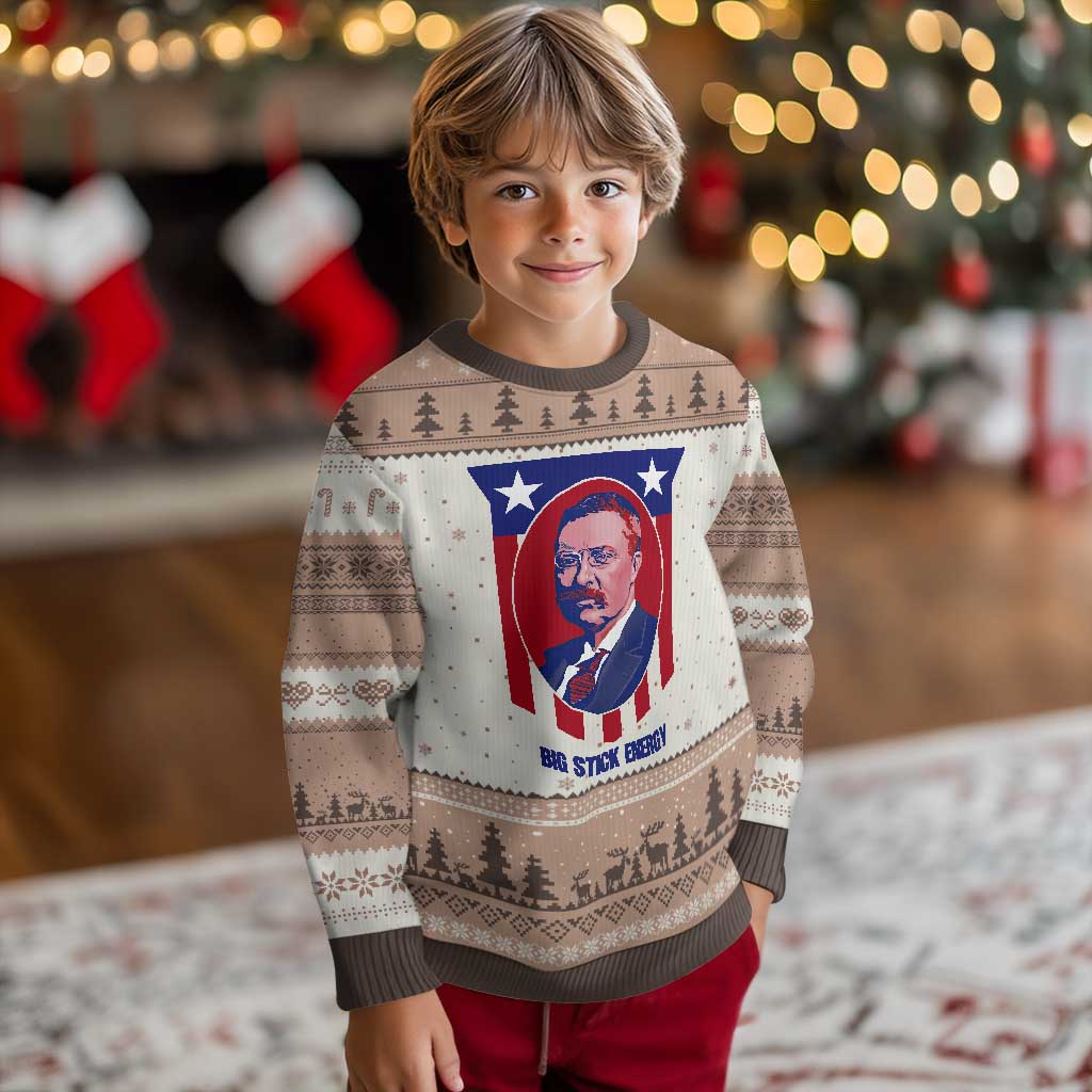 Theodore Roosevelt Patriotic American Flag Ugly Christmas Sweater Big Stick Energy President