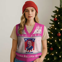 Theodore Roosevelt Patriotic American Flag V-Neck Knit Sweater Vest Big Stick Energy President