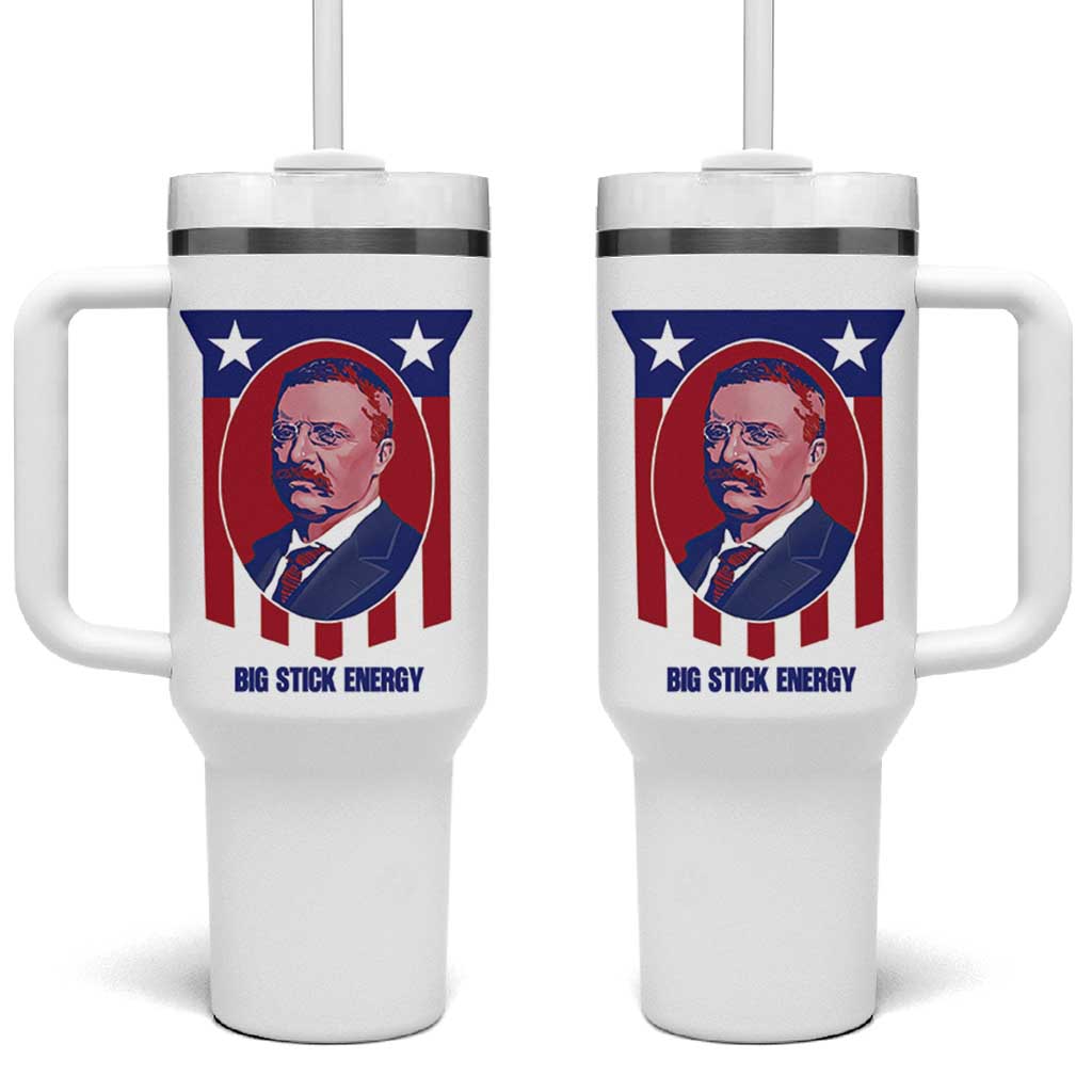 Theodore Roosevelt Patriotic American Flag Tumbler With Handle Big Stick Energy President