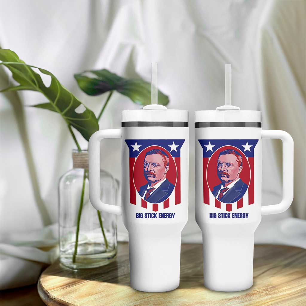 Theodore Roosevelt Patriotic American Flag Tumbler With Handle Big Stick Energy President