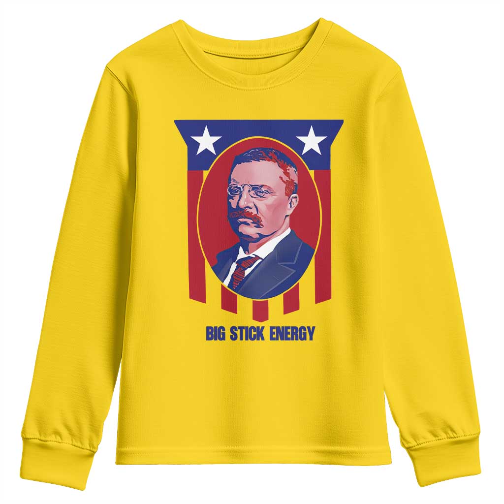 Theodore Roosevelt Patriotic American Flag Youth Sweatshirt Big Stick Energy President