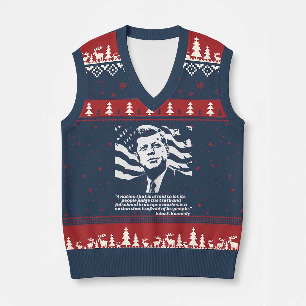 Theodore Roosevelt Quote V-Neck Knit Sweater Vest Patriotic American Flag Presidents Day