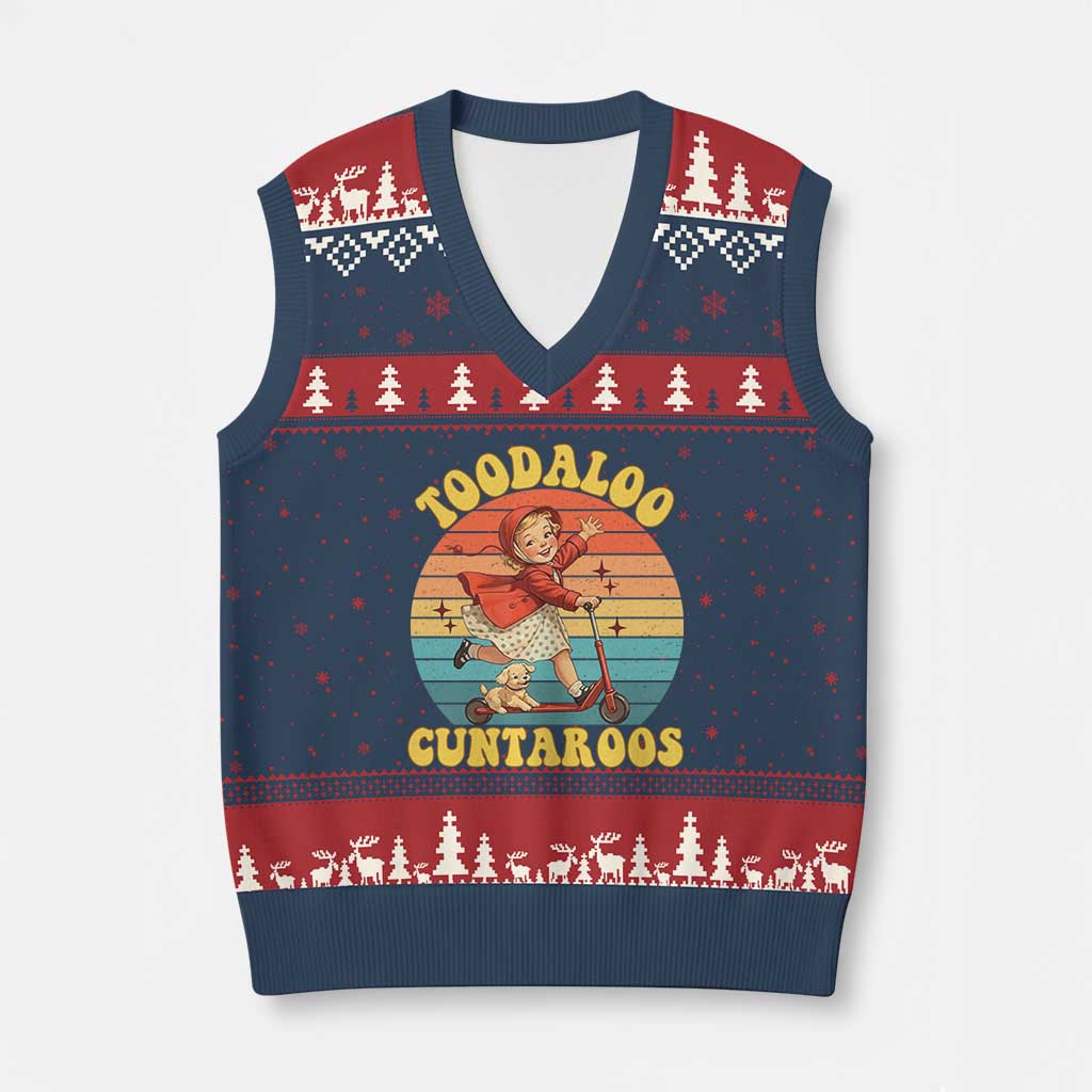 Toodaloo Cuntaroos V-Neck Knit Sweater Vest Funny Roller Sassy Girl Sarcastic Humor