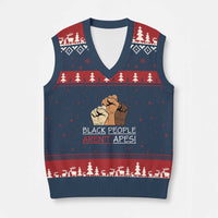 Black People Aren't Apes V-Neck Knit Sweater Vest Anti-Racist Statement