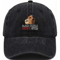 Black People Aren't Apes Washed Cotton Baseball Cap Anti-Racist Statement