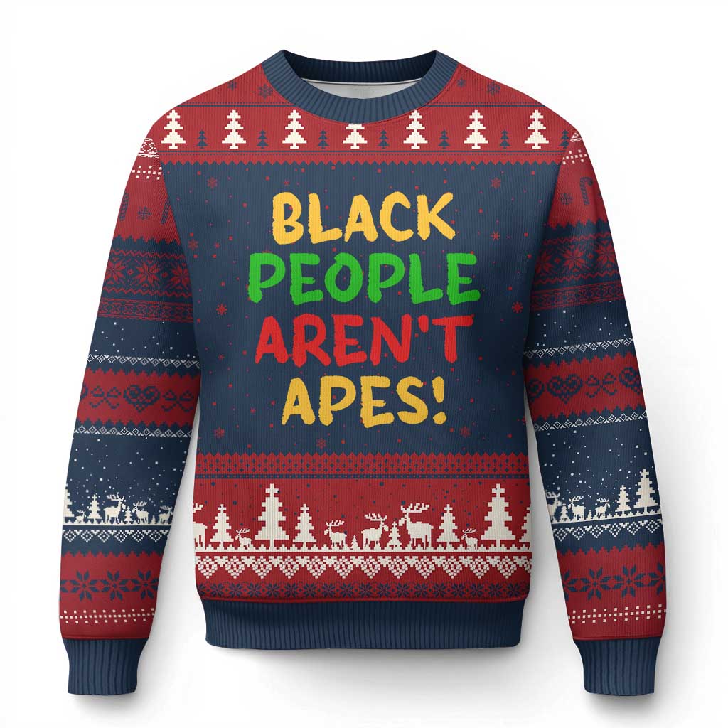Black People Aren't Apes Ugly Christmas Sweater Anti Racist Protest