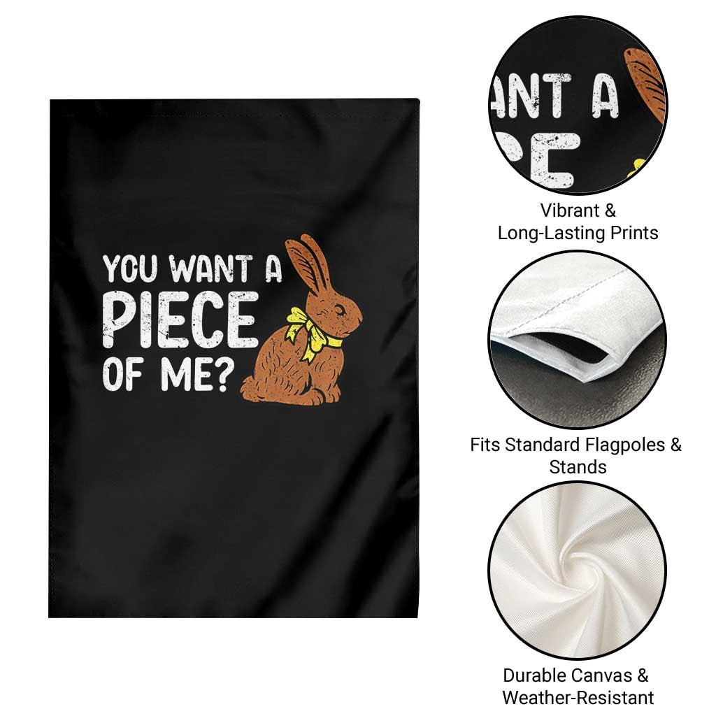 You Want A Piece Of Me Garden Flag Funny Easter Chocolate Bunny